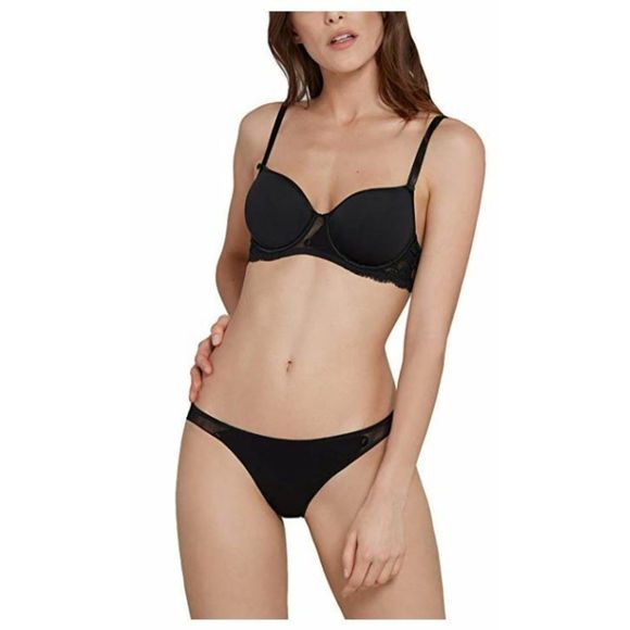 LOU Belle De Lou Underwire T-Shirt Bra with Lace NWT Size 34B in Noir - Picture 4 of 4